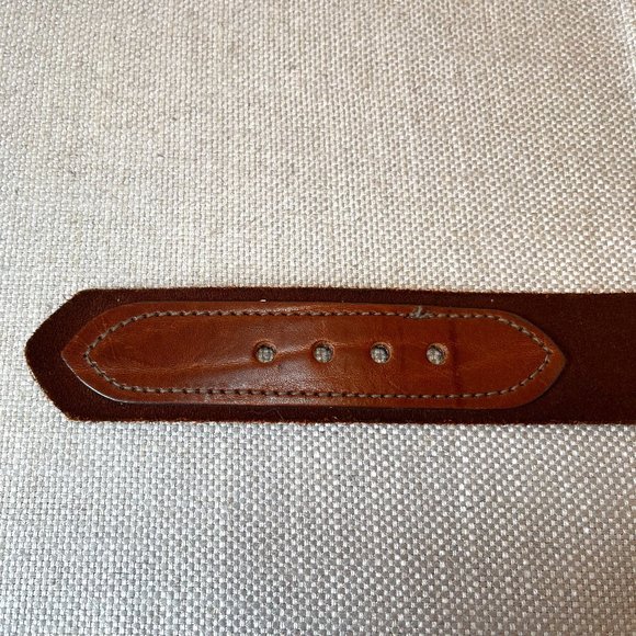 Vintage Suede Leather Brown Belt With Square Leather Buckle main image 6